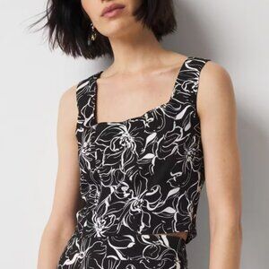 White House Black Market Black & White Floral Corset Top – Size 6, NWT